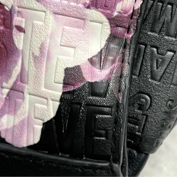 Steve Madden Black Floral Logo Printed Chain Strap Crossbody Roses Shoulder Bag - Picture 14 of 15